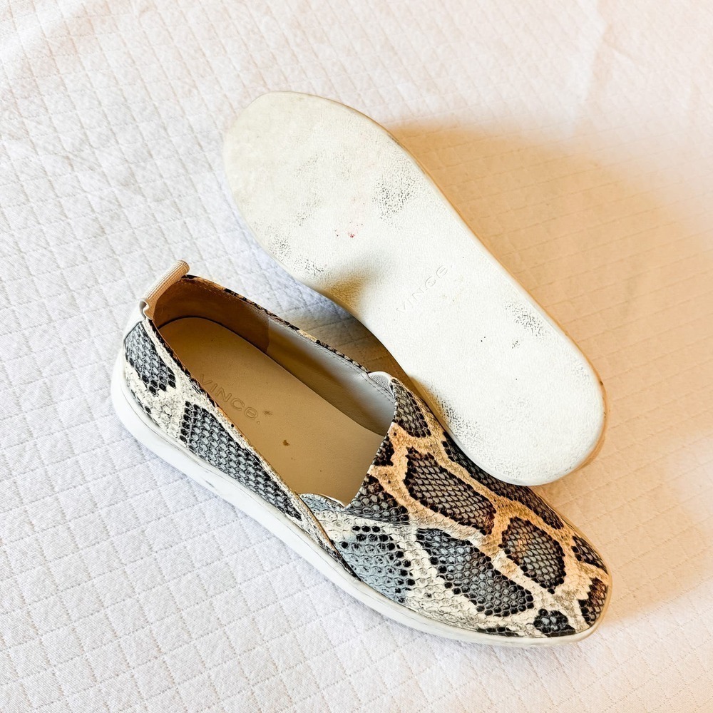 Vince Saxon Snake Python Platform Sneakers White … - image 2